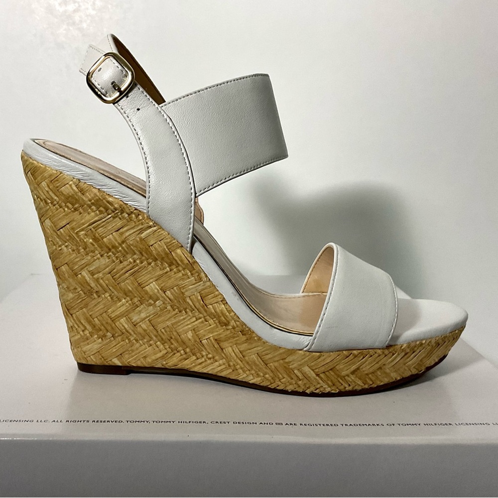 White Wedge Sandals with Ankle Strap - Women - Picture 3 of 8